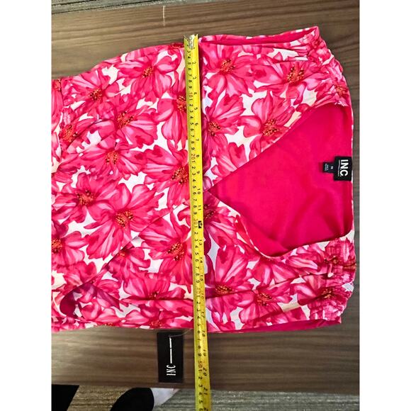 INC International Concepts Top XS NWT Pink Floral Wrap Tie Sleeveless Blouse - Picture 9 of 9